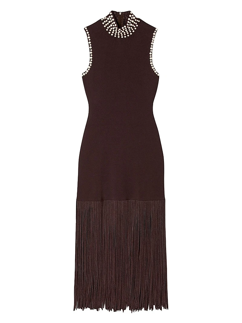 Fringed Knit Maxi Dress
