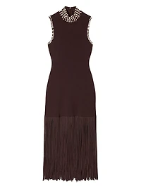 Fringed Knit Maxi Dress