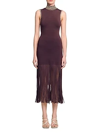 Fringed Knit Maxi Dress