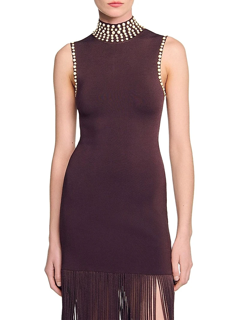 Fringed Knit Maxi Dress