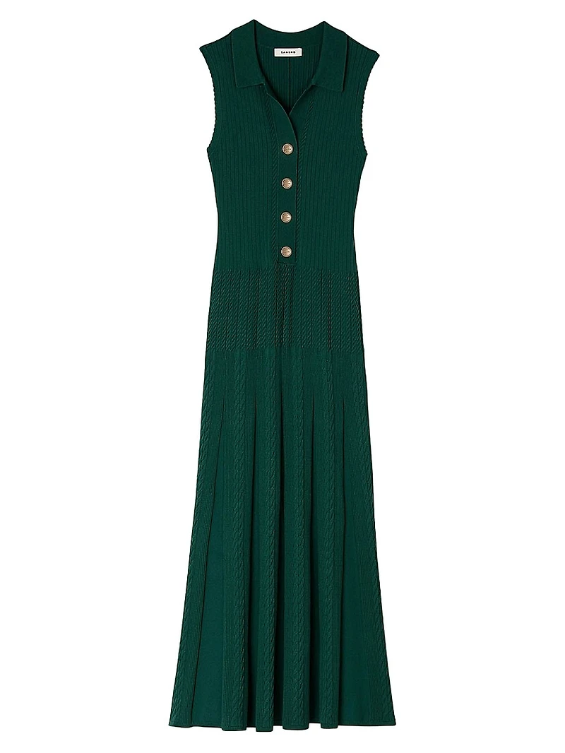 Knit Dress with Polo Neck