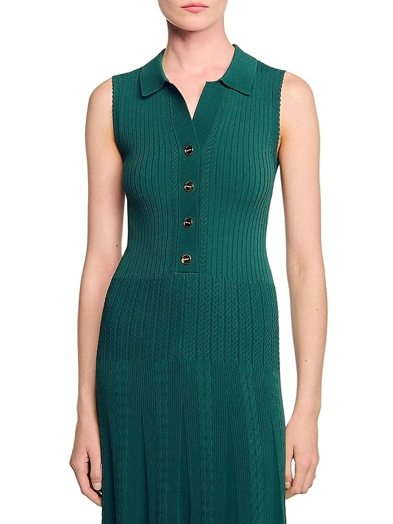 Knit Dress with Polo Neck