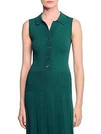 Knit Dress with Polo Neck