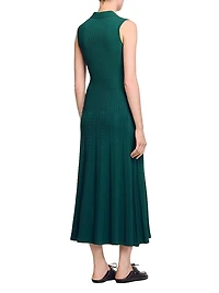 Knit Dress with Polo Neck