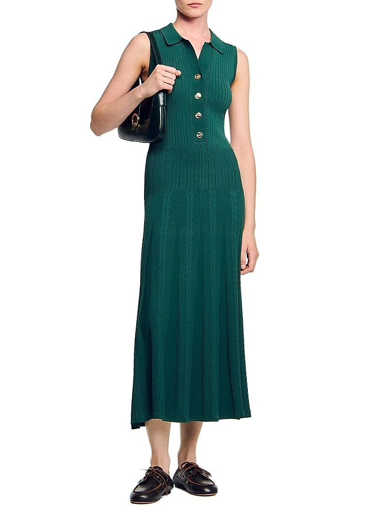 Knit Dress with Polo Neck