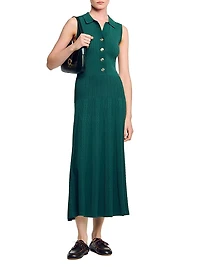 Knit Dress with Polo Neck