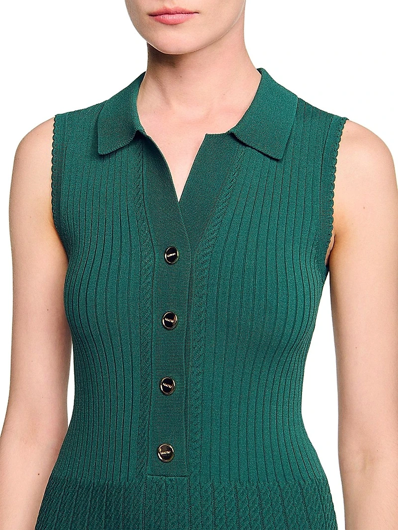 Knit Dress with Polo Neck
