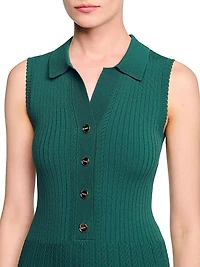 Knit Dress with Polo Neck