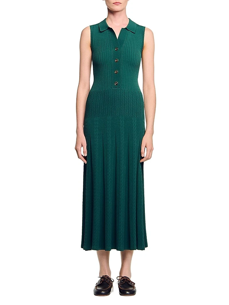 Knit Dress with Polo Neck