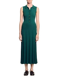 Knit Dress with Polo Neck