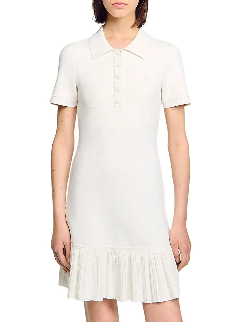 Mini Knit Dress with Polo Neck