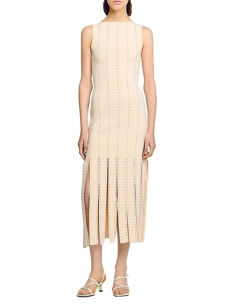 Fringed Knit Maxi Dress
