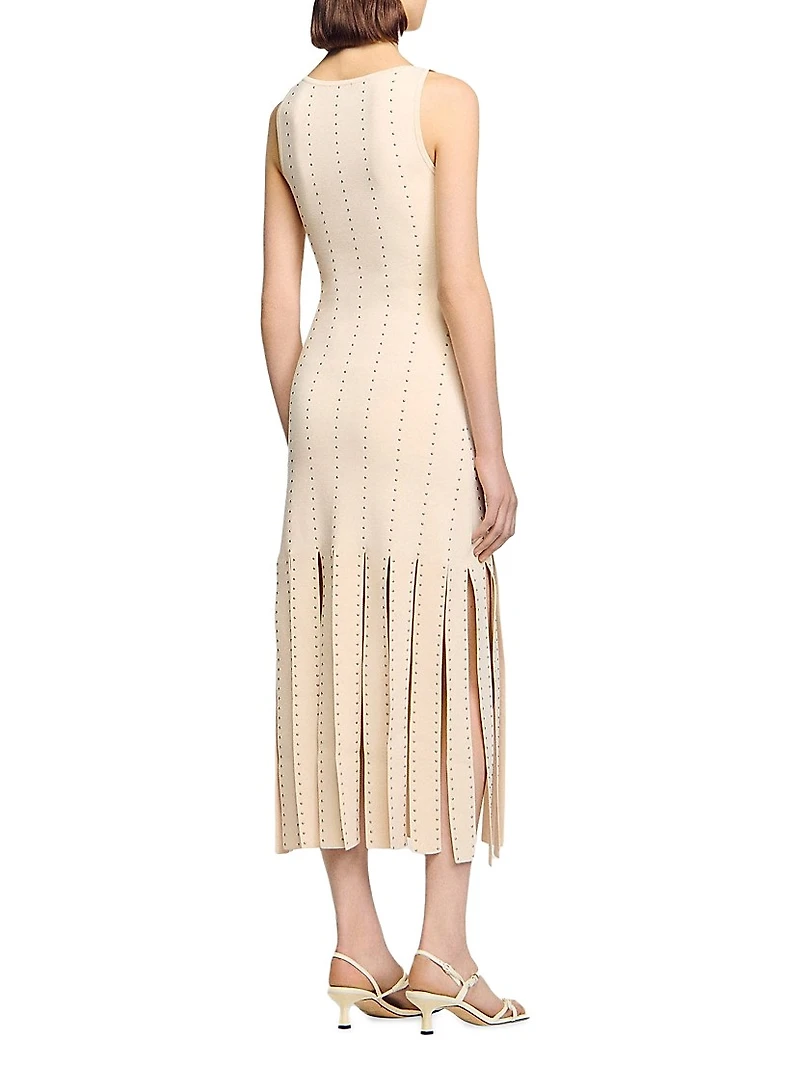 Fringed Knit Maxi Dress