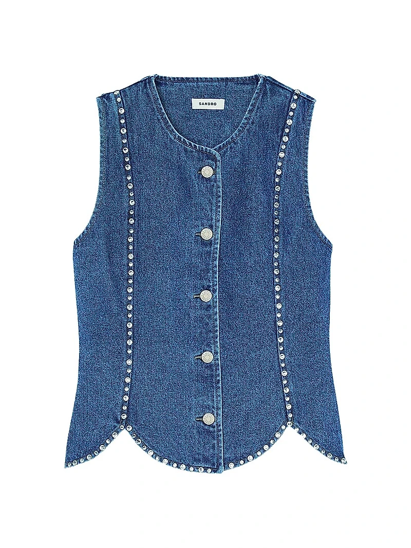 Rhinestone Denim Top