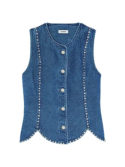 Rhinestone Denim Top