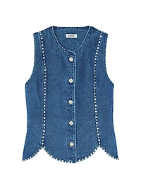 Rhinestone Denim Top