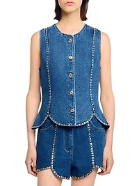 Rhinestone Denim Top