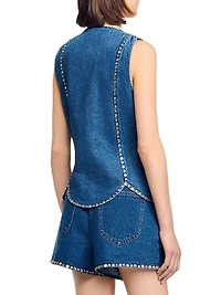 Rhinestone Denim Top