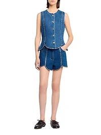 Rhinestone Denim Top
