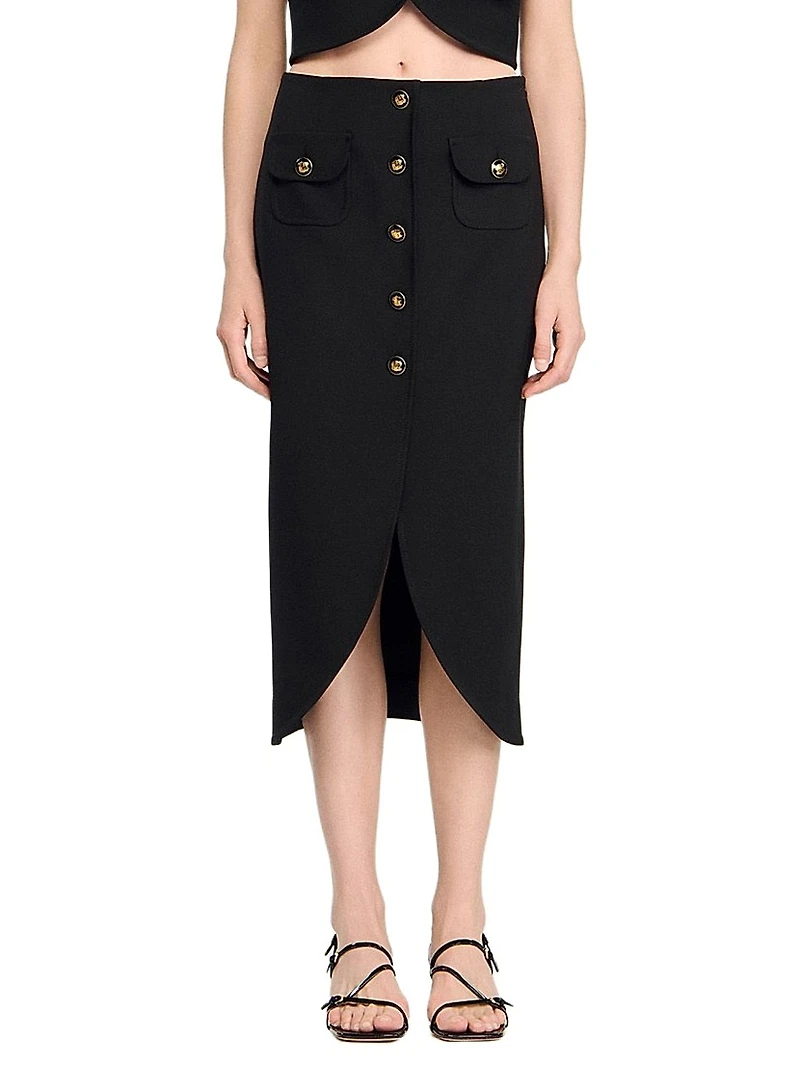 Buttoned Midi Skirt