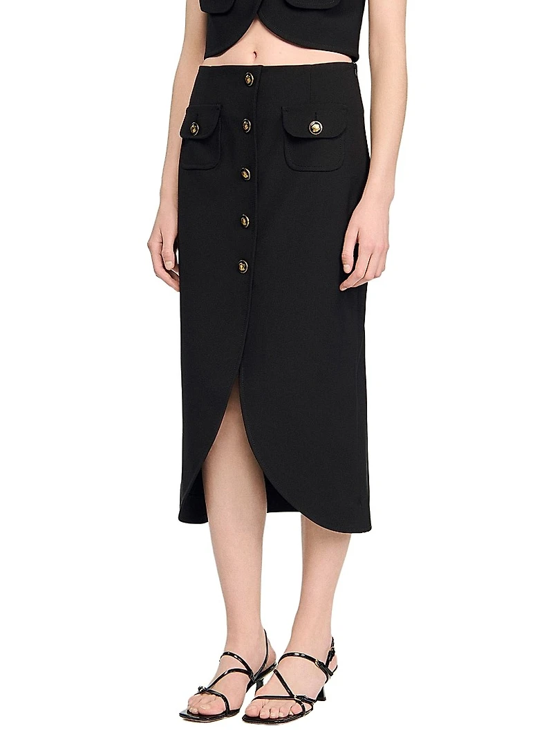 Buttoned Midi Skirt