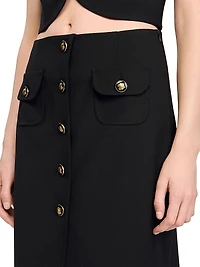 Buttoned Midi Skirt