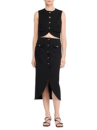 Buttoned Midi Skirt