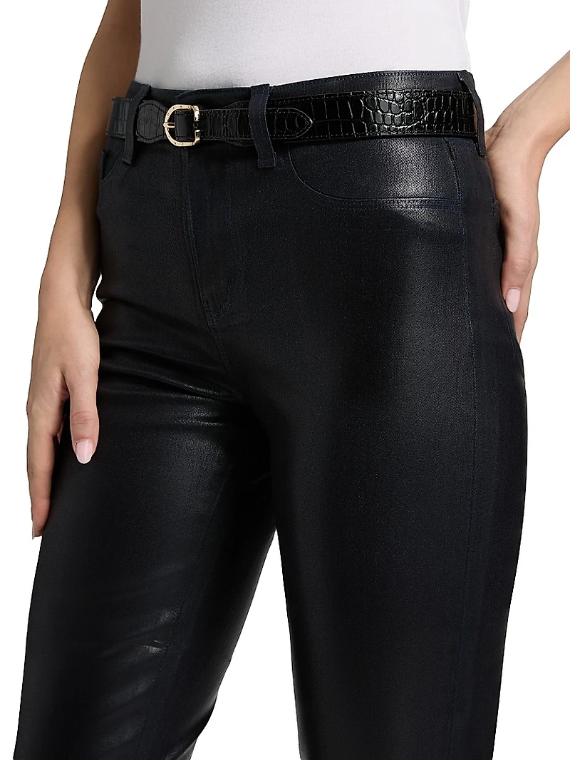 Kendra Coated Crop Flare Jeans