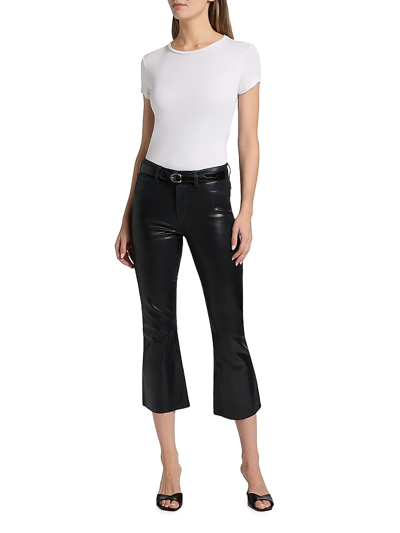 Kendra Coated Crop Flare Jeans