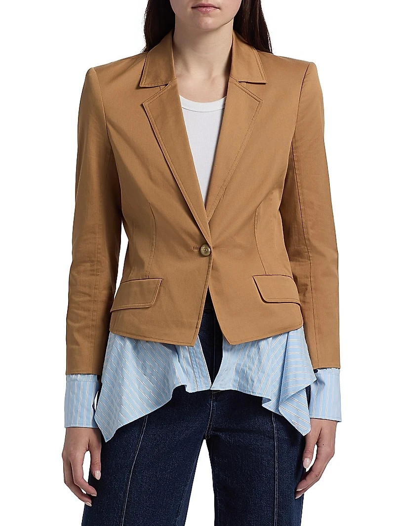 Shilo Combo Cotton-Blend Single-Breasted Jacket