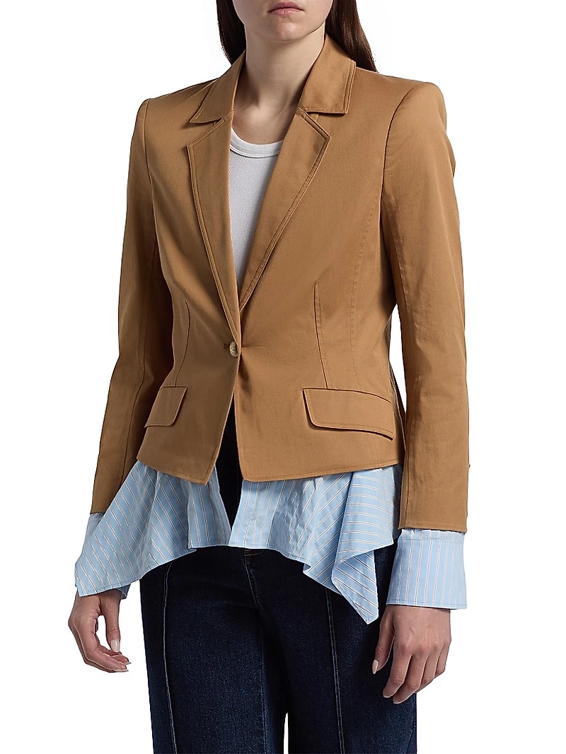Shilo Combo Cotton-Blend Single-Breasted Jacket