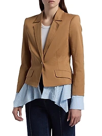 Shilo Combo Cotton-Blend Single-Breasted Jacket
