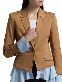 Shilo Combo Cotton-Blend Single-Breasted Jacket