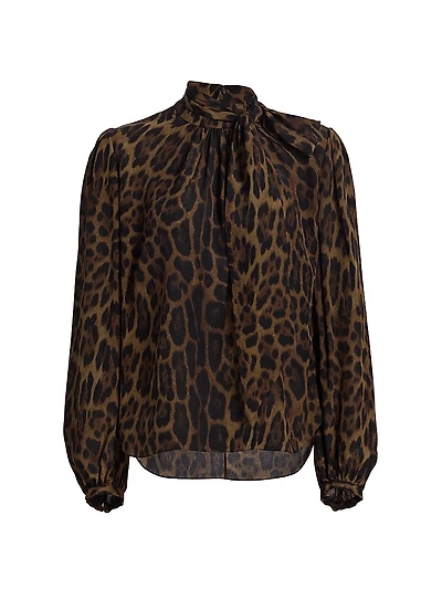 Joan Leopard Crepe De Chine Blouse