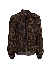 Joan Leopard Crepe De Chine Blouse