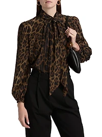 Joan Leopard Crepe De Chine Blouse