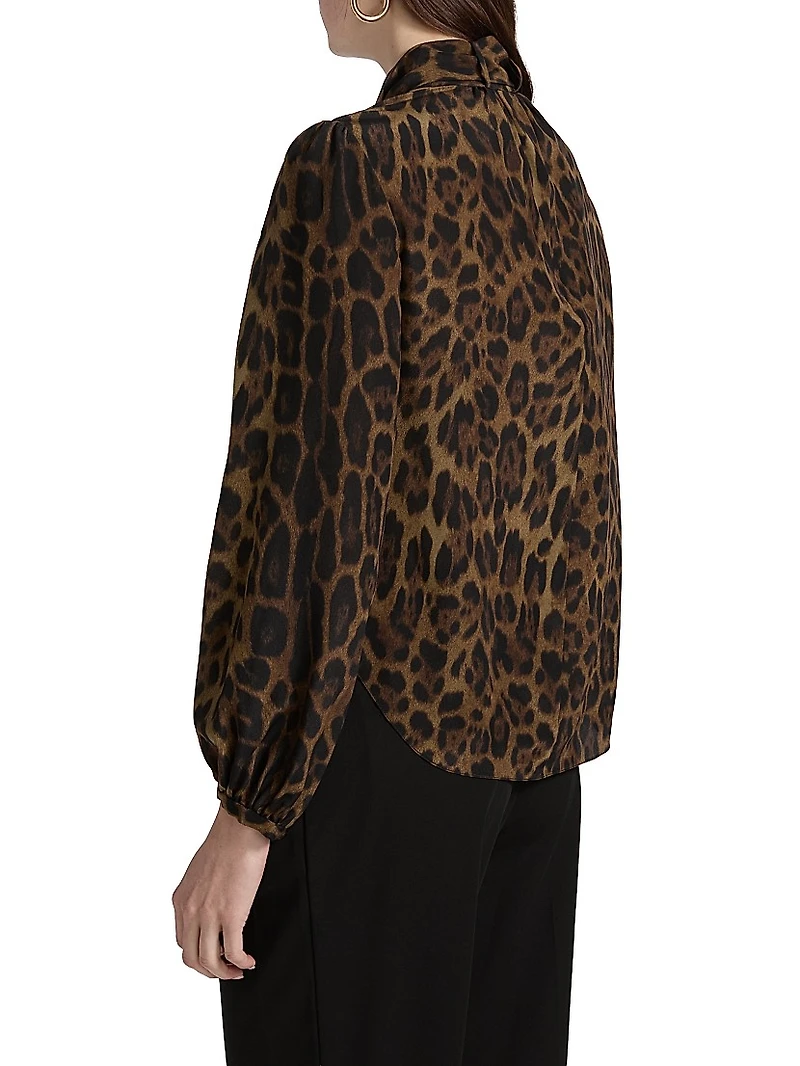 Joan Leopard Crepe De Chine Blouse