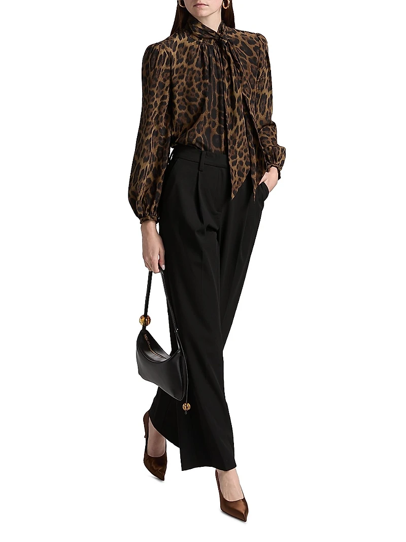 Joan Leopard Crepe De Chine Blouse