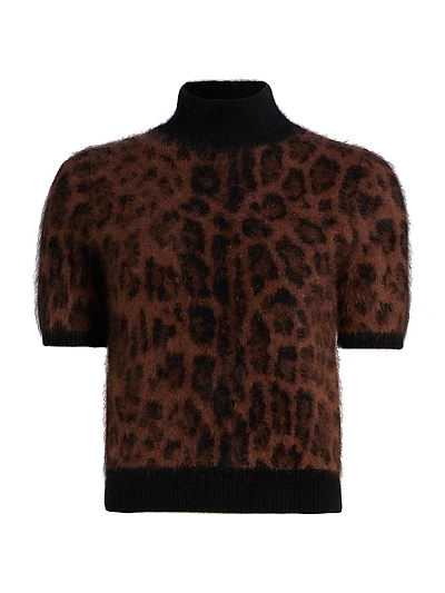 Ari Leopard Brushed Cashmere Top
