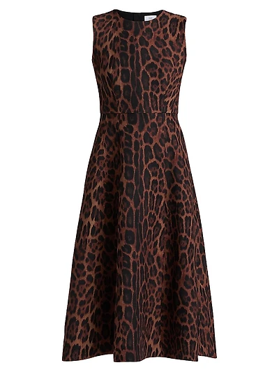 Eloise Printed Wool-Silk Midi-Dress