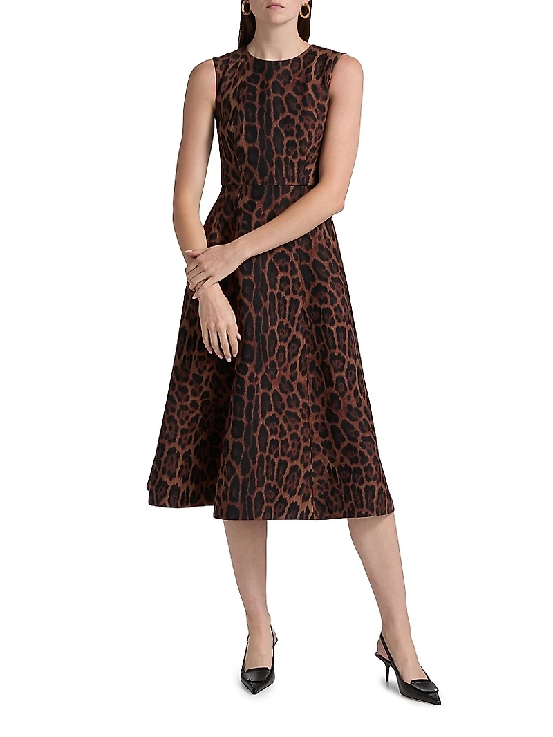 Eloise Printed Wool-Silk Midi-Dress