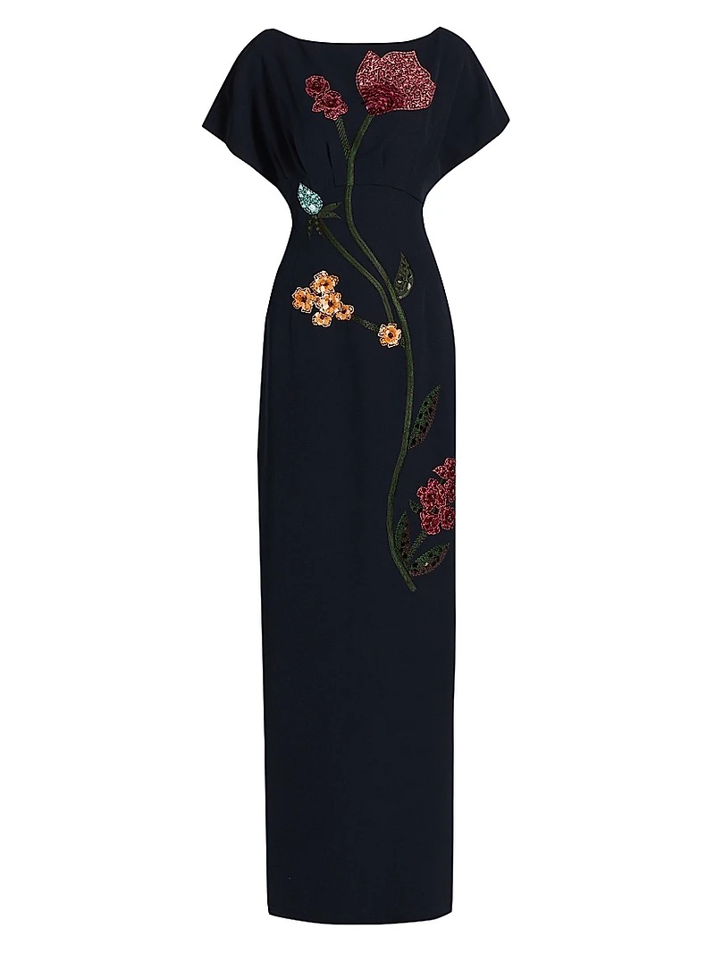 Savannah Floral Embroidered Sheath Gown
