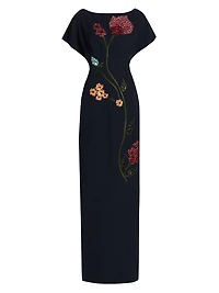 Savannah Floral Embroidered Sheath Gown