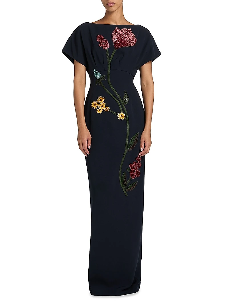 Savannah Floral Embroidered Sheath Gown