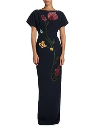 Savannah Floral Embroidered Sheath Gown