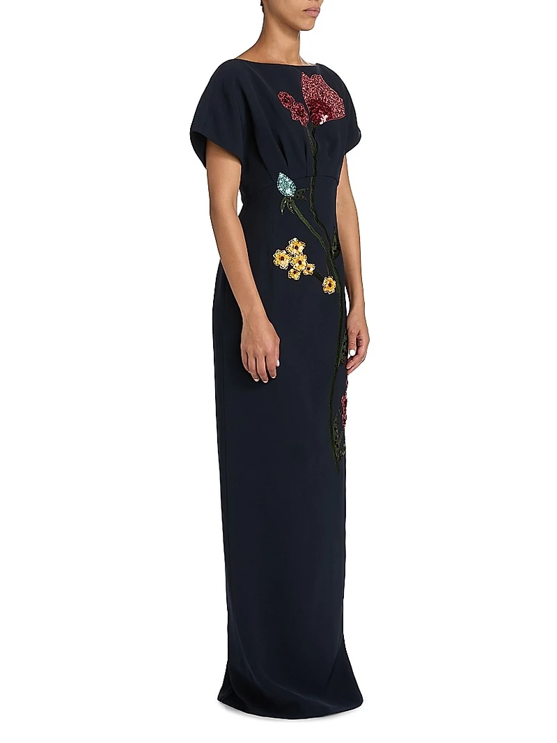 Savannah Floral Embroidered Sheath Gown
