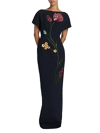 Savannah Floral Embroidered Sheath Gown