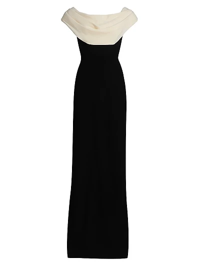 Two-Tone Cowlneck Gown