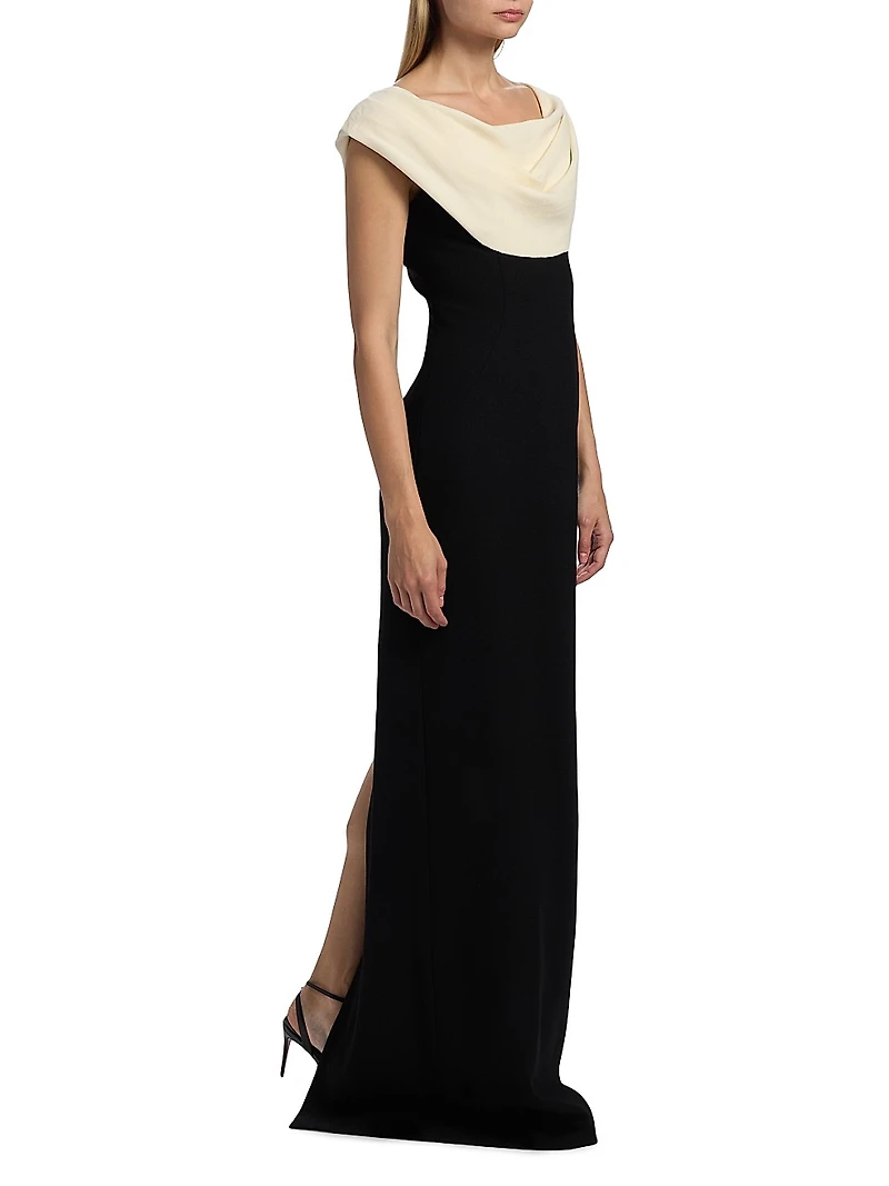 Two-Tone Cowlneck Gown