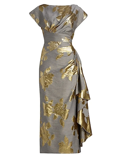 Florence Metallic Floral Cocktail Dress